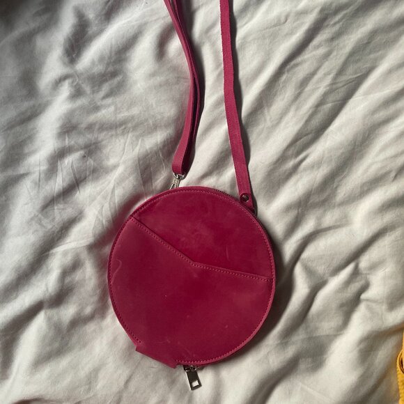 Handmade Pink Leather Crossbody Zippered Wallet Bag - Picture 7 of 7